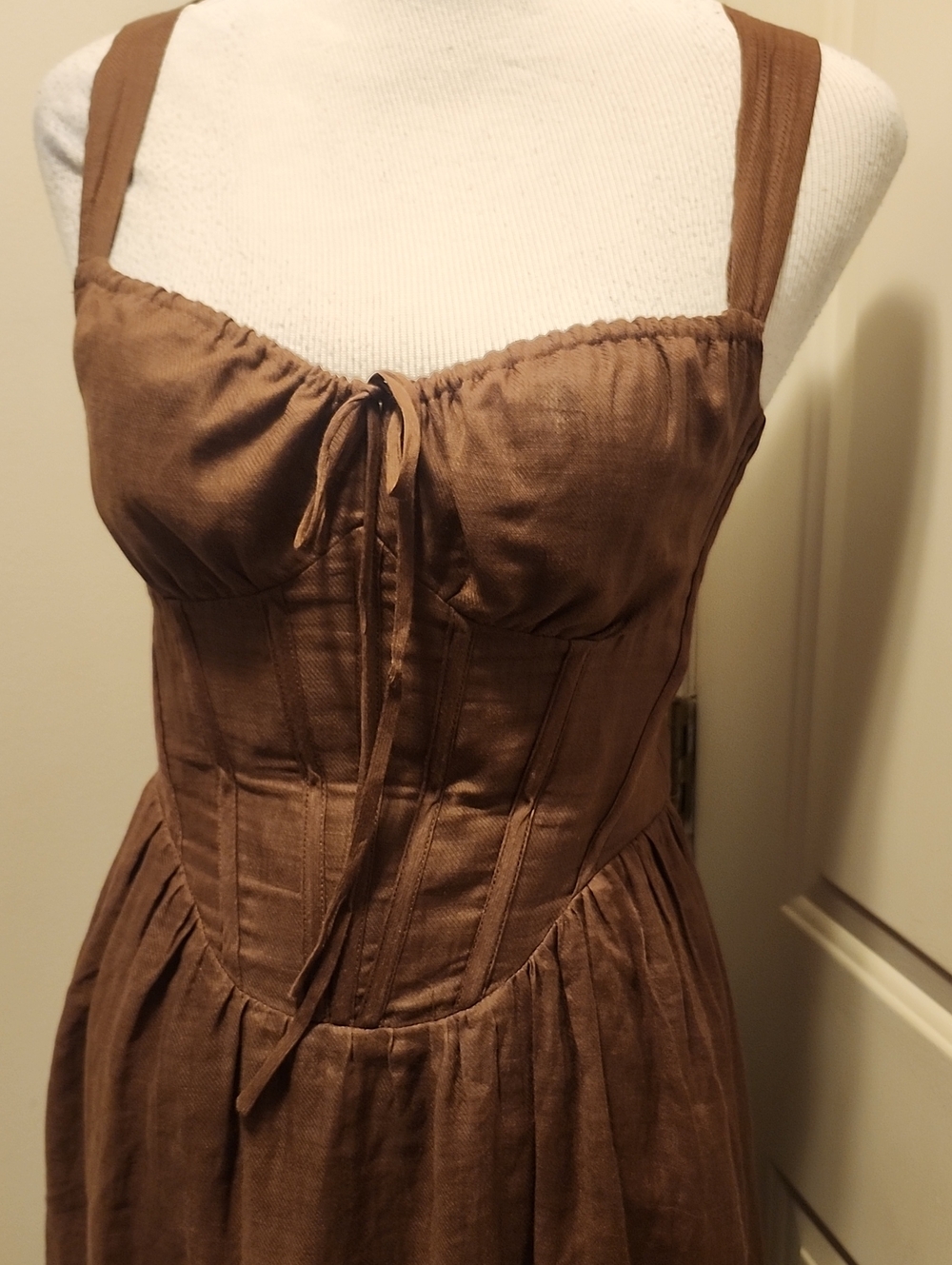 REVOLVE x BARDOT Esra Midi Corset Ramie Dress - Picture 3 of 10
